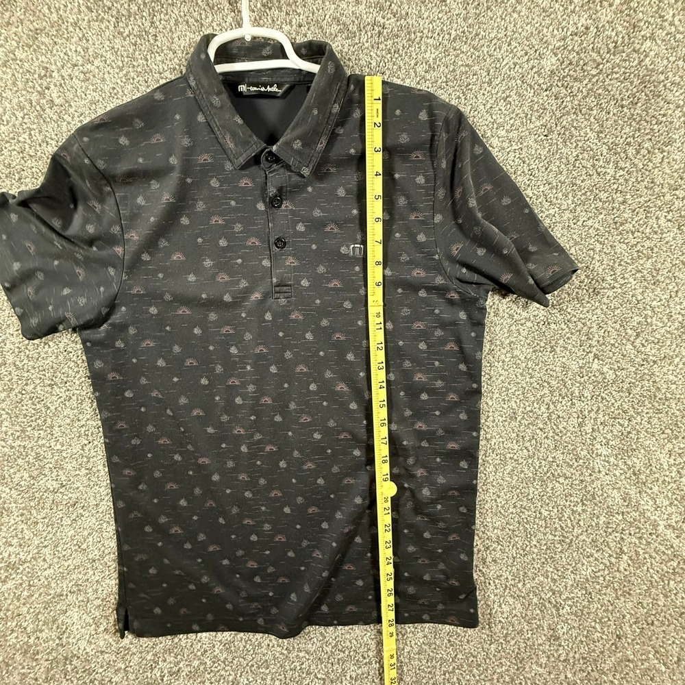 TravisMathew Mens Large Black Golf Polo Shirt Printed Cotton Blend Short Sleeve - Picture 7 of 10